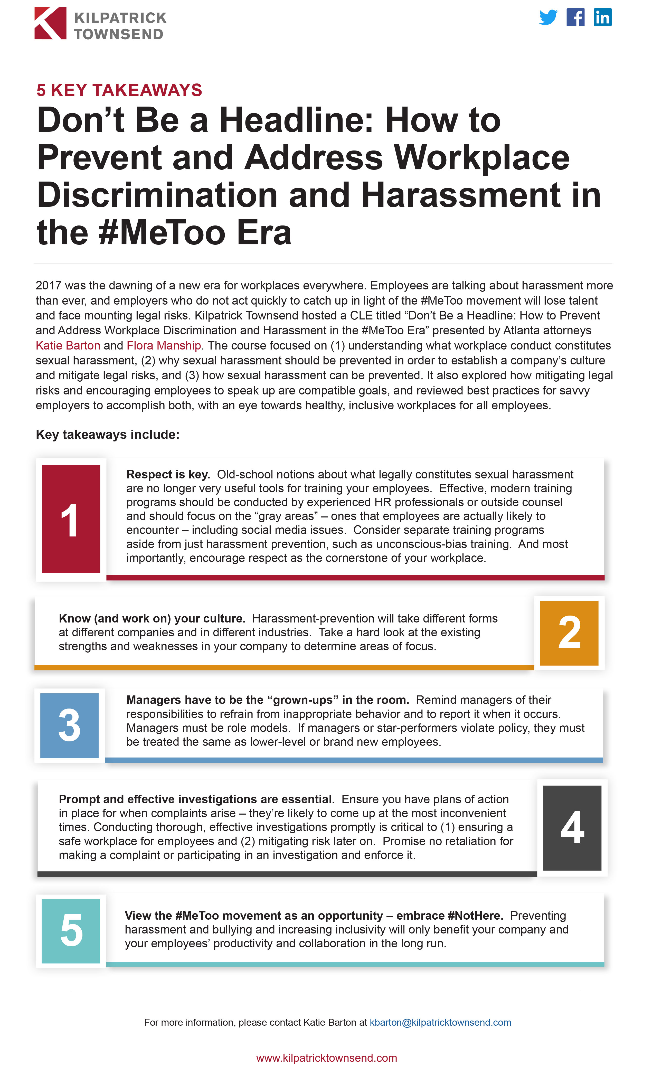 5 Key Takeaways: How to Prevent and Address Workplace Discrimination and Harassment in the #MeToo Era