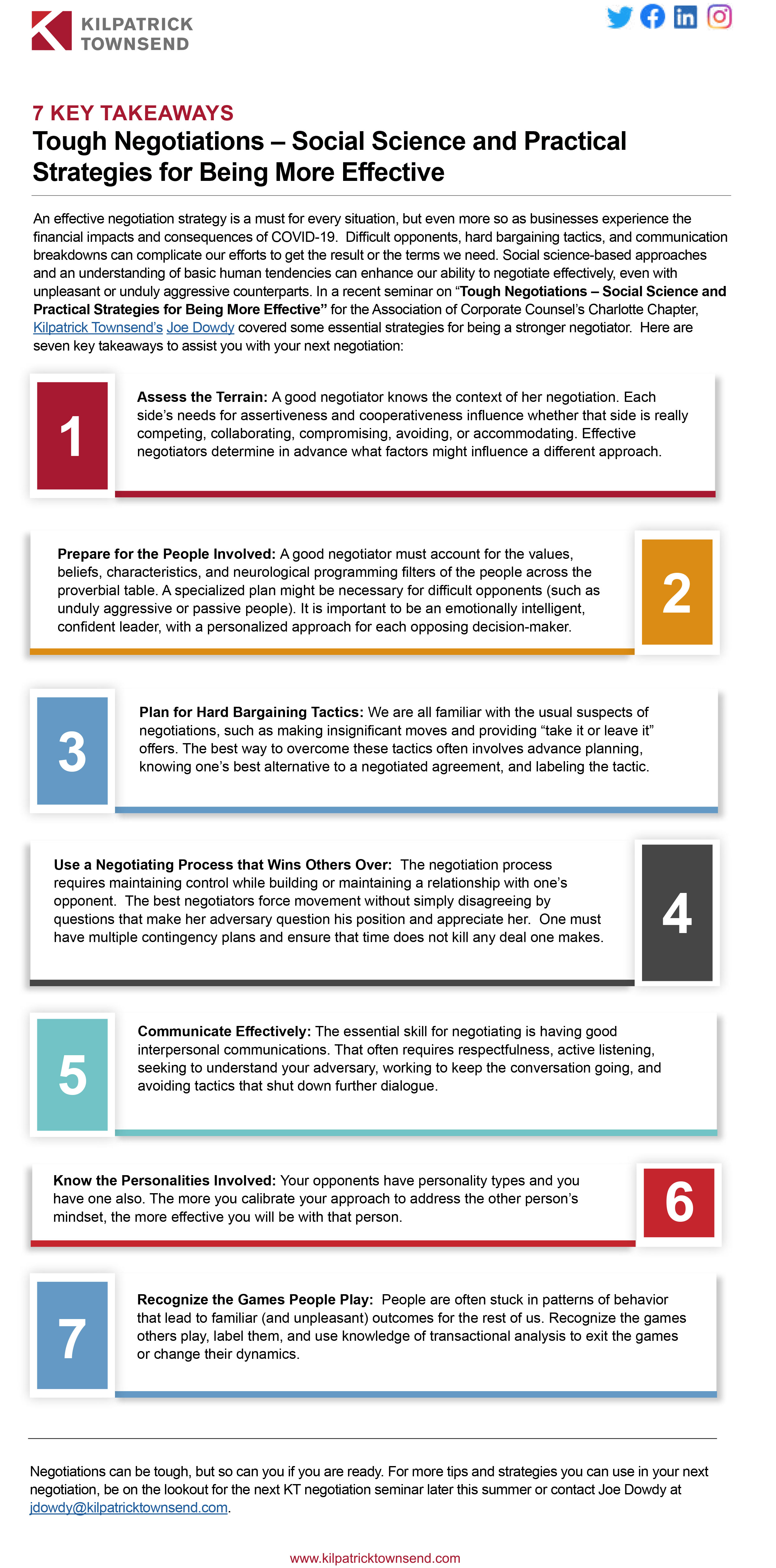 7 Key Takeaways | Tough Negotiations – Social Science and Practical Strategies for Being More Effective