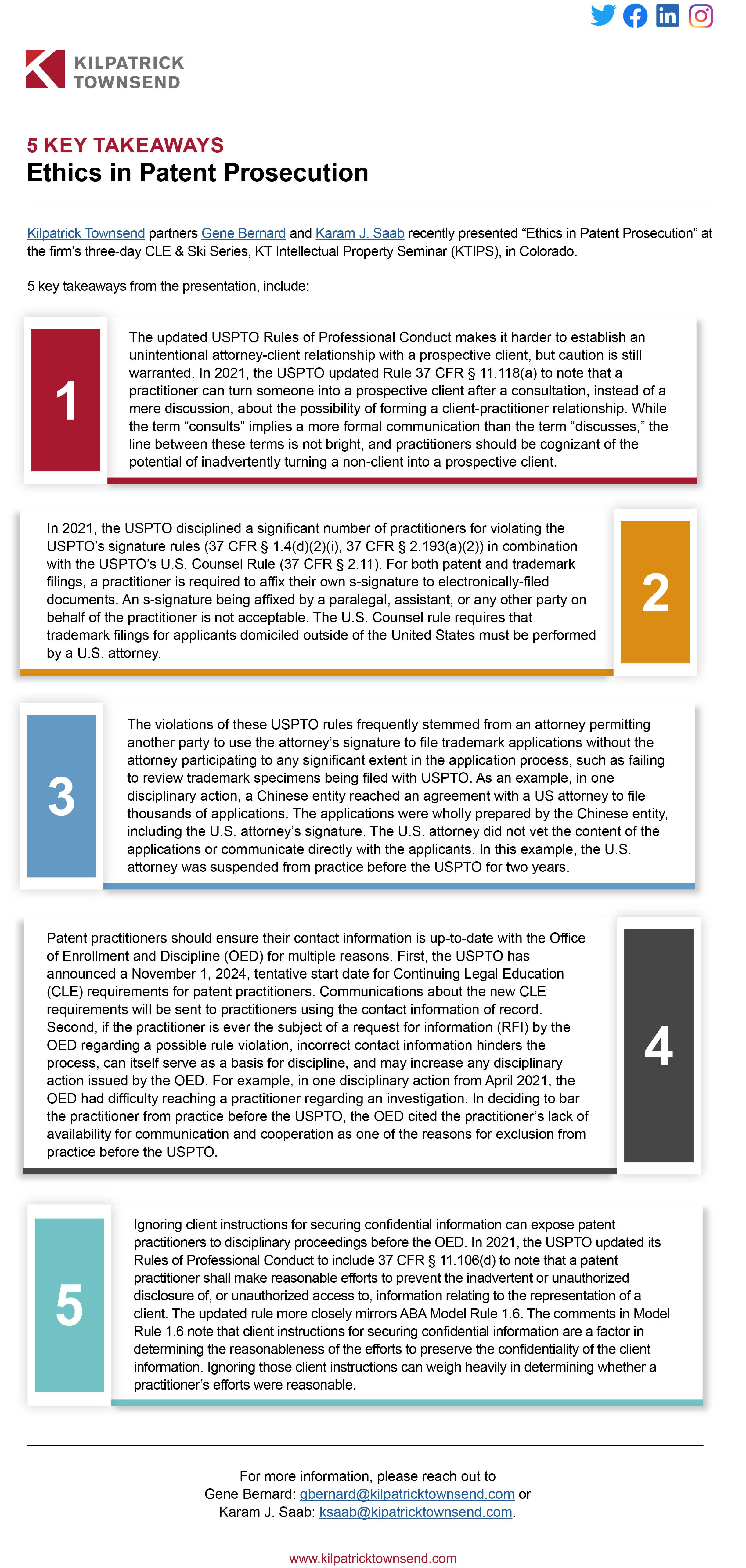 Takeaways | Ethics in Patent Prosecution