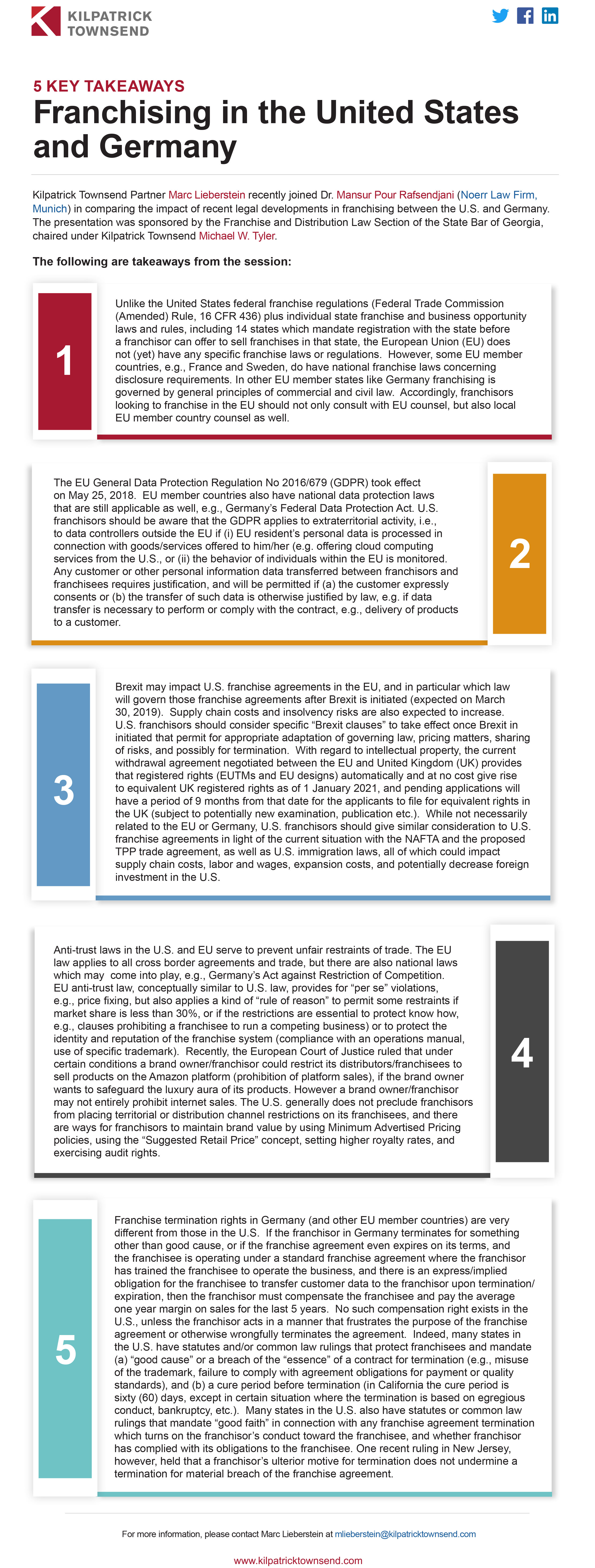 Takeaways: Franchising in the United States and Germany