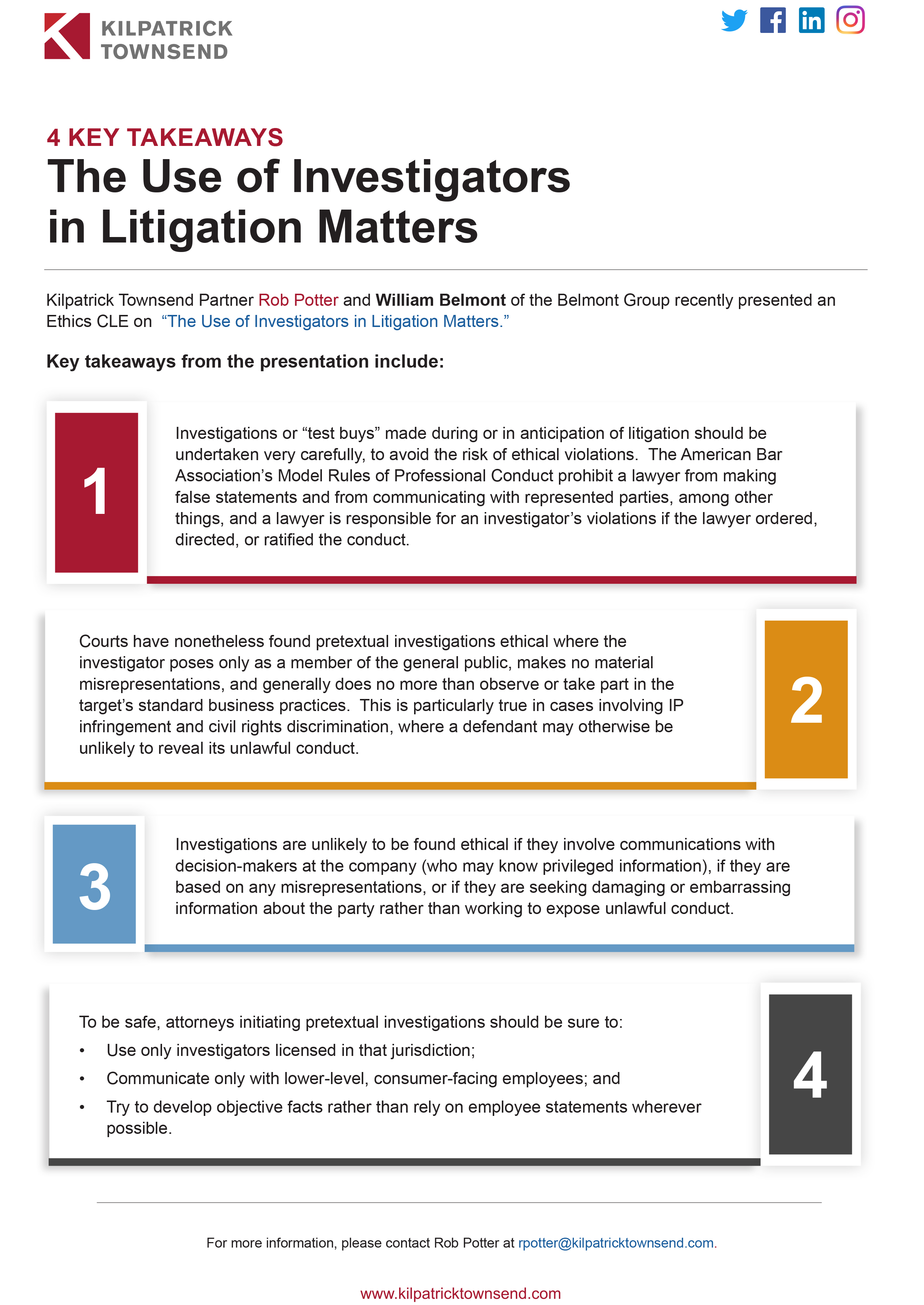 4 Key Takeaways: The Use of Investigators in Litigation Matters