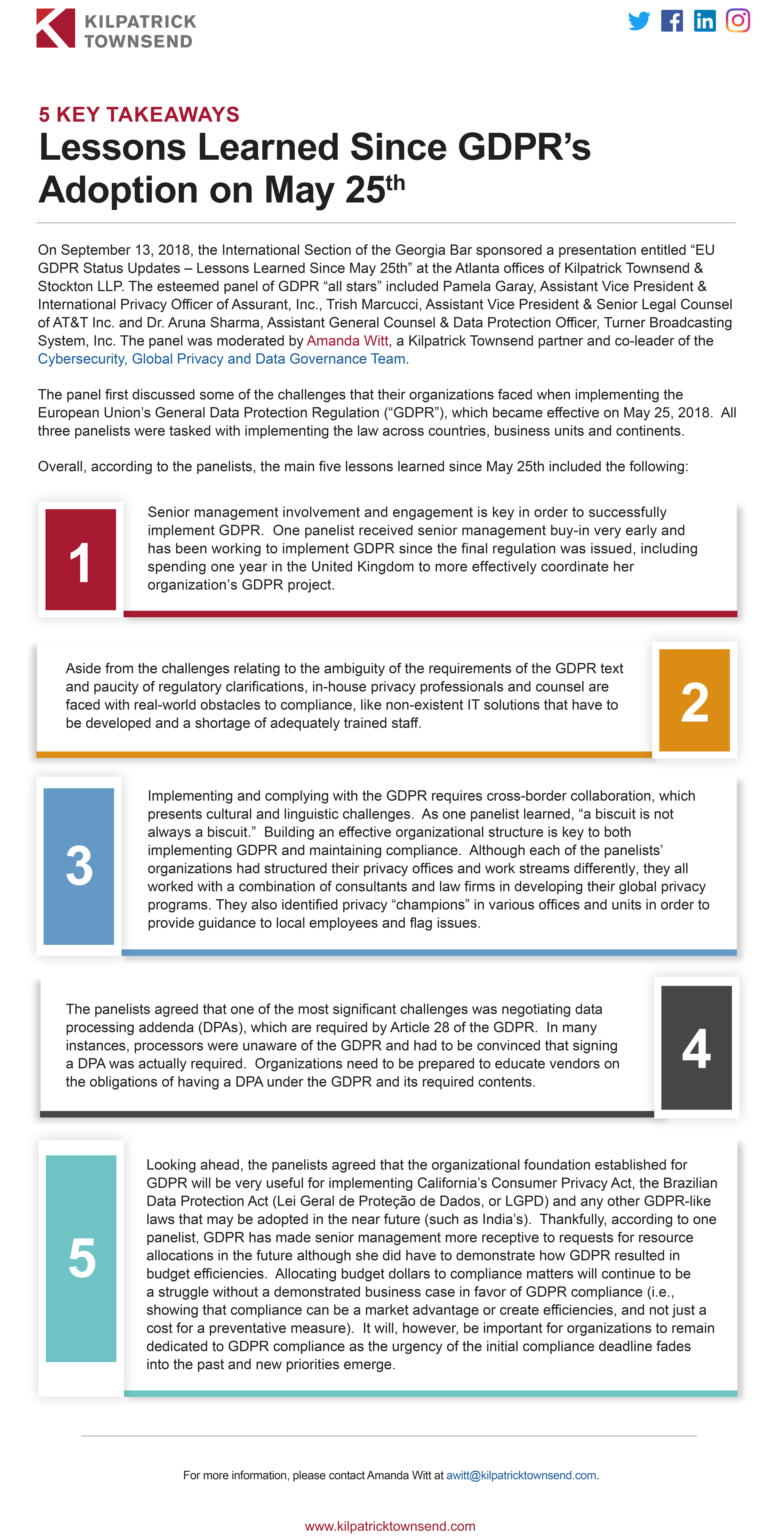 Lessons Learned Since GDPR's Adoption on May 25th
