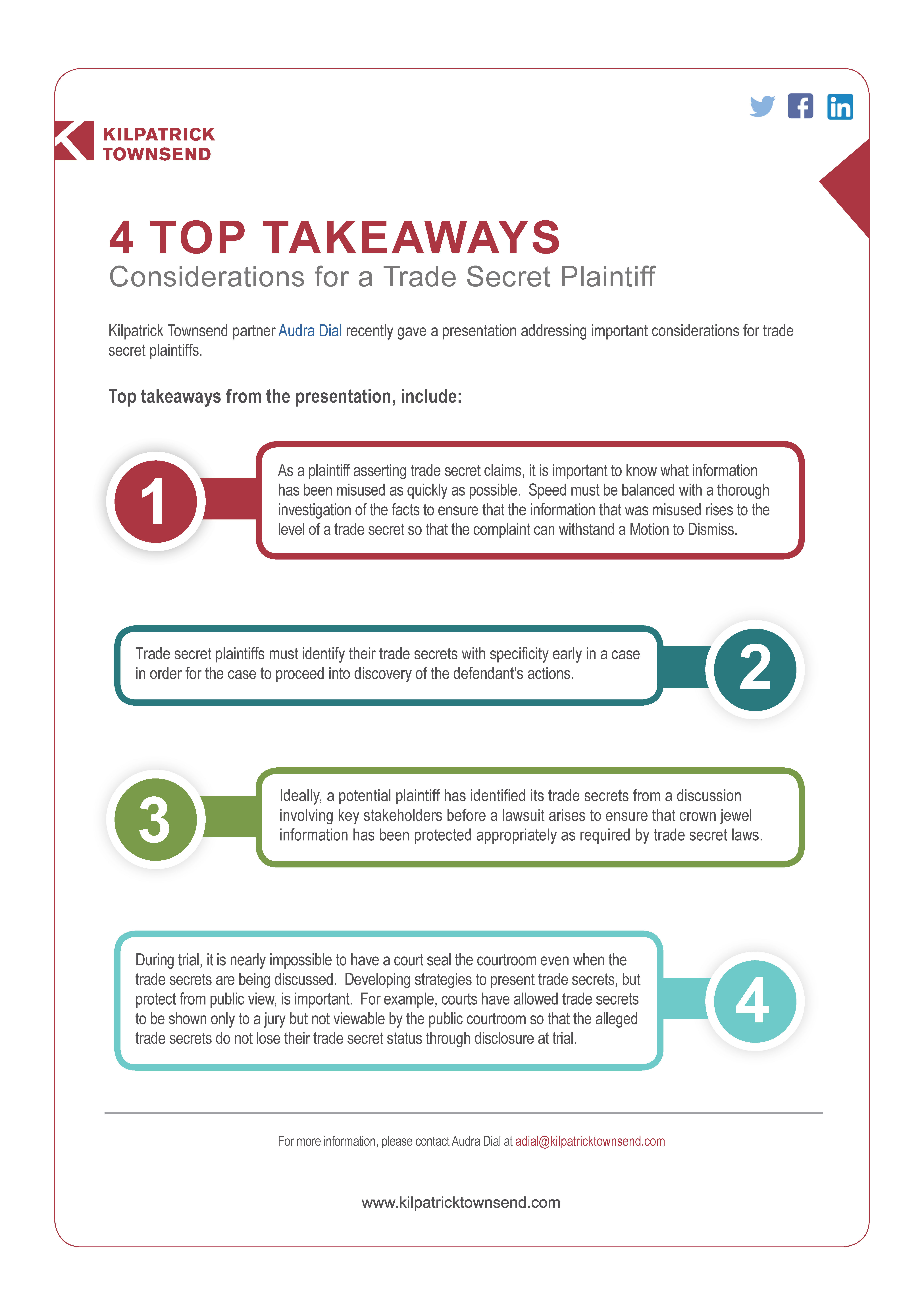 4 Top Takeaways: Considerations for a Trade Secret Plaintiff