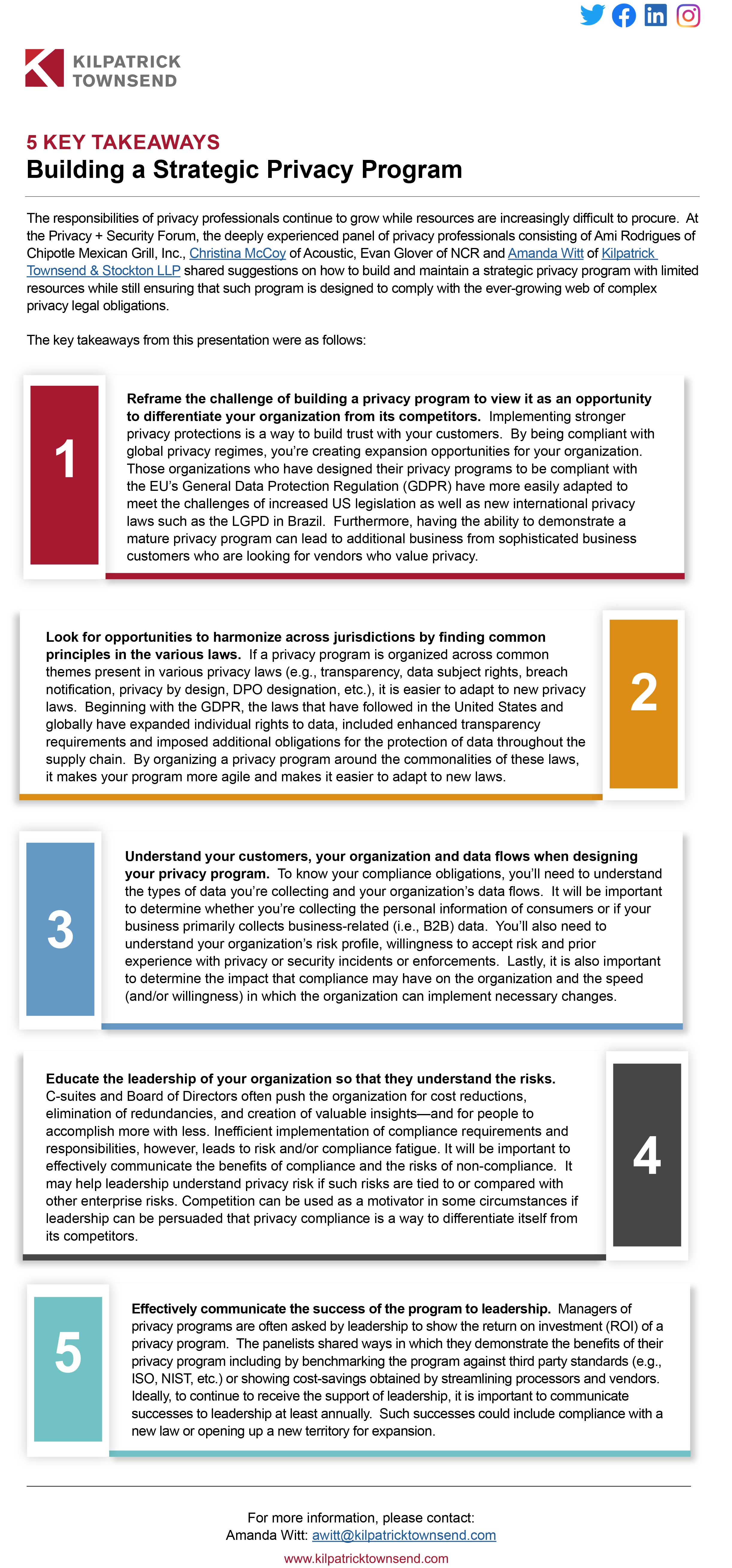 Takeaways | Building a Strategic Privacy Program