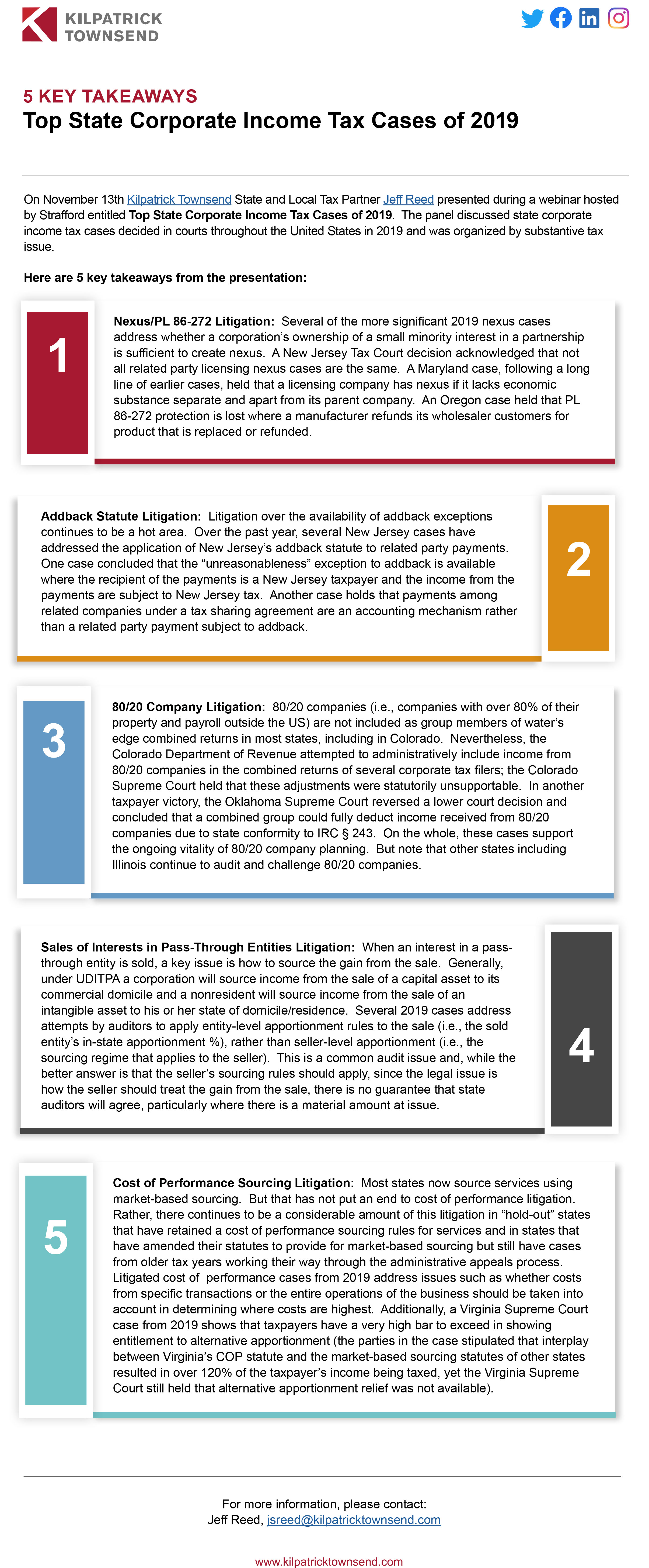 Top State Corporate Income Tax Cases of 2019