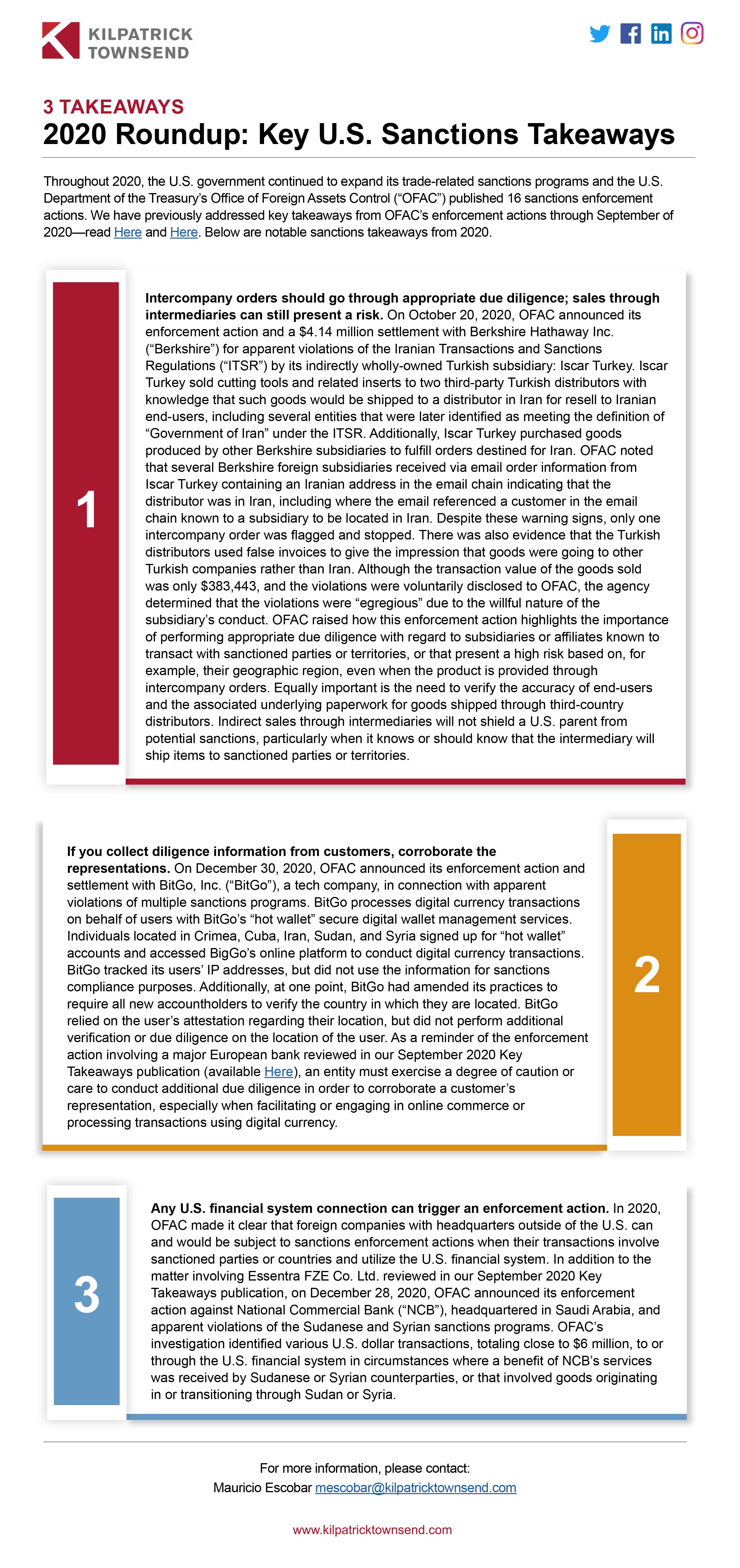 2020 Roundup: Key U.S. Sanctions Takeaways